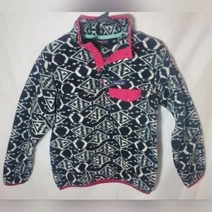 PATAGONIA Black/White IKAT T-SNAP Fleece Jacket